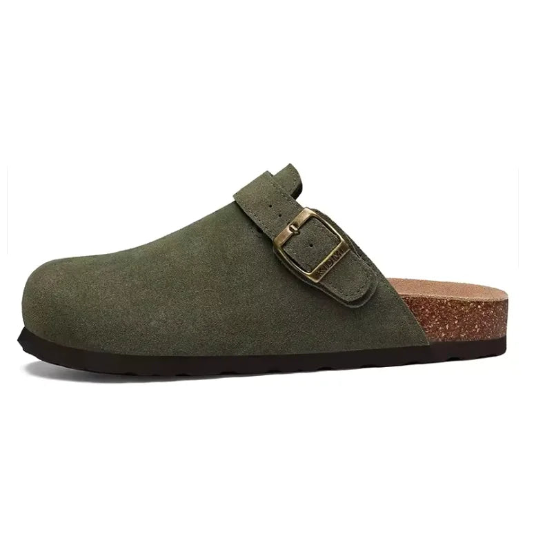 Mule Sabot en Daim Avec Semelle Anatomique en Liège